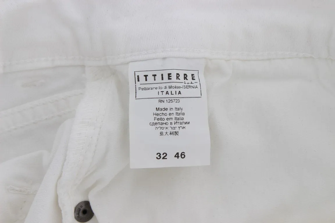 White Cotton Stretch Slim Fit Jeans