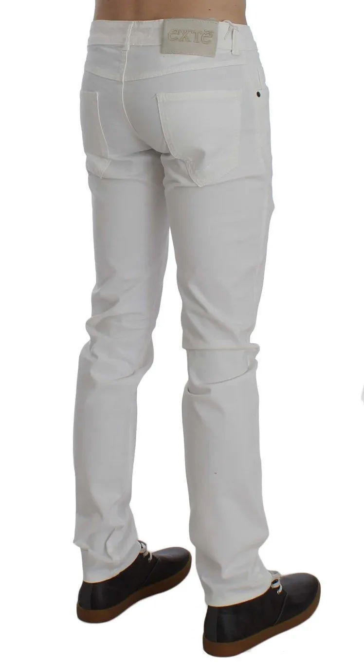 White Cotton Stretch Slim Fit Jeans