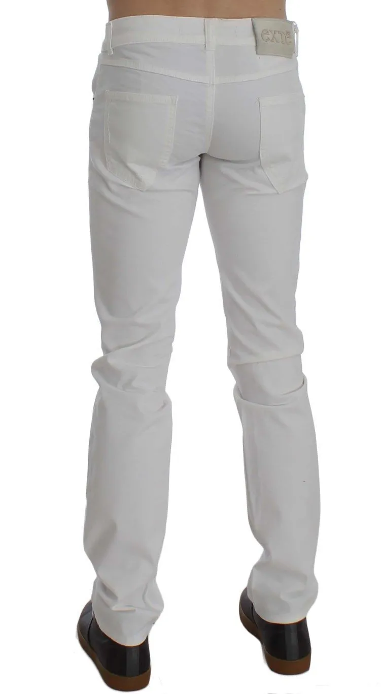 White Cotton Stretch Slim Fit Jeans