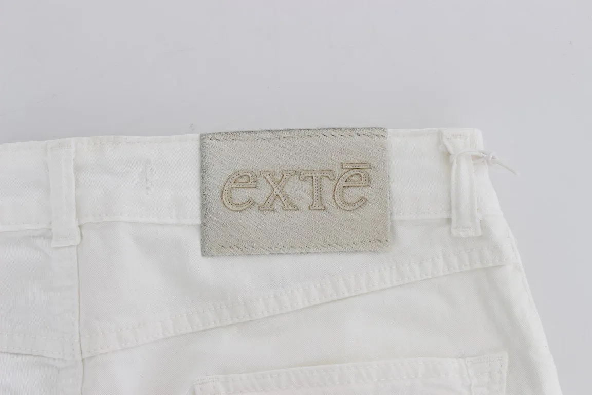 White Cotton Stretch Slim Fit Jeans