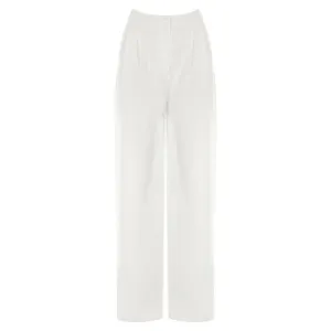 White Linen  Wide-Leg Pants