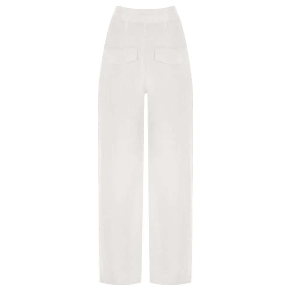 White Linen  Wide-Leg Pants