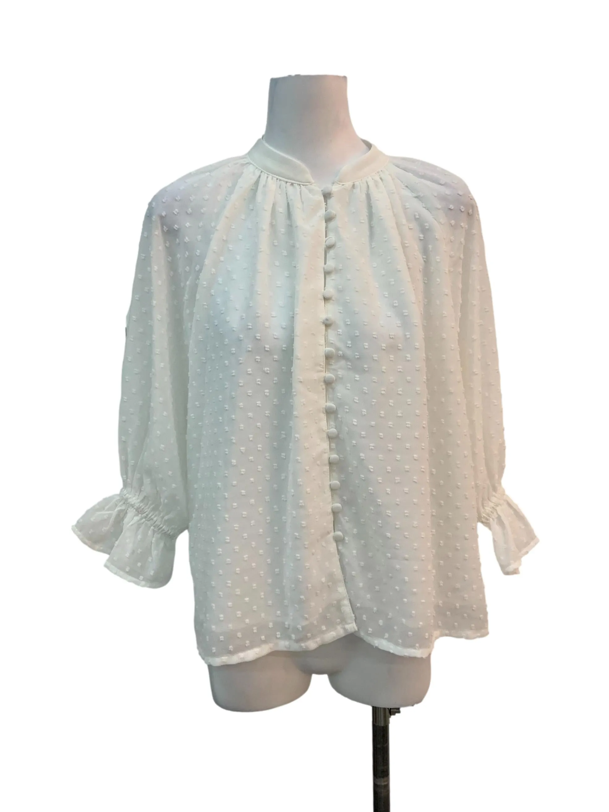 White Textured Blouse