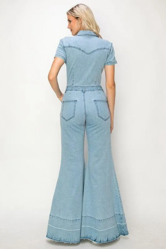 WIDE LEG DENIM JUMPSUIT