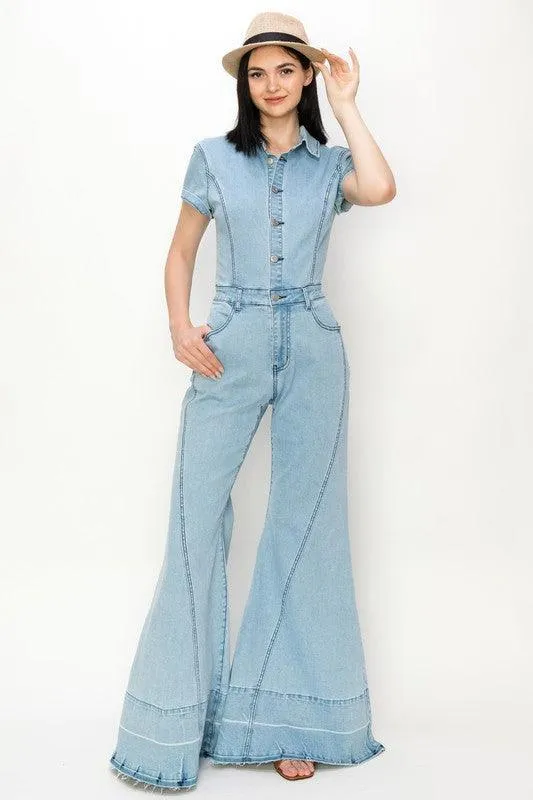 WIDE LEG DENIM JUMPSUIT