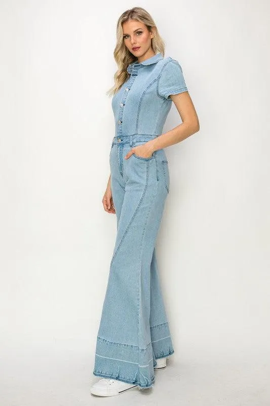 WIDE LEG DENIM JUMPSUIT