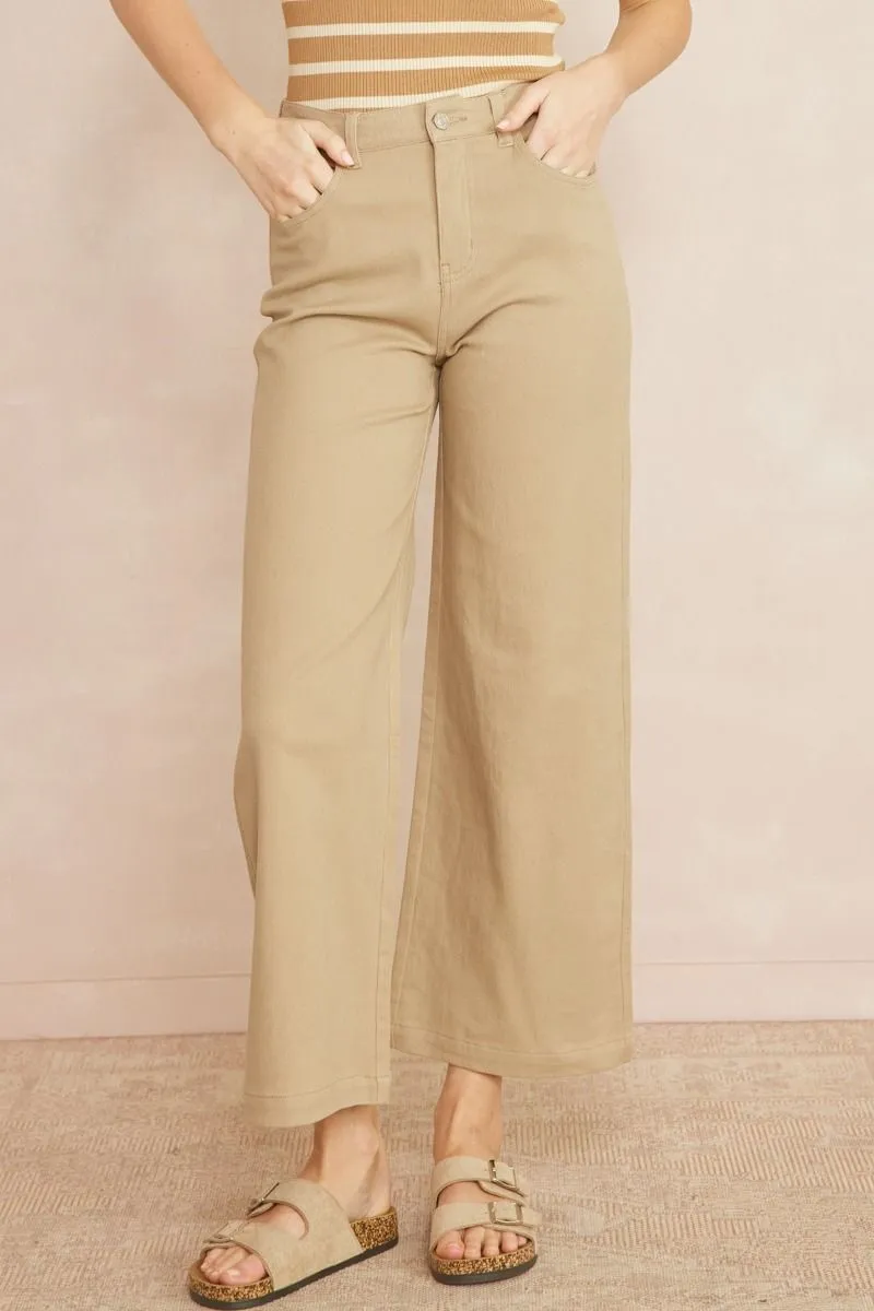 Wide Leg Denim {Tan}
