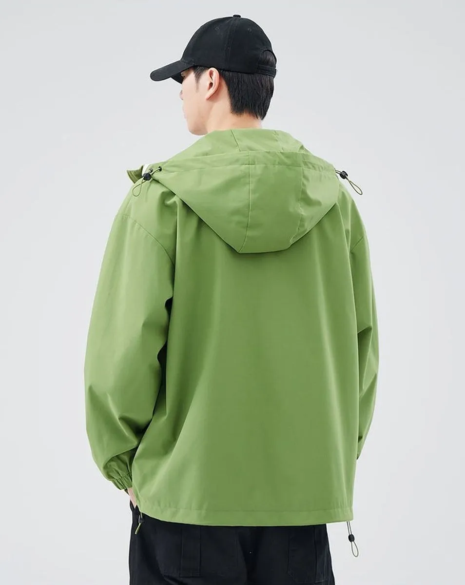 Windproof and Stain-resistant Zip-up Rain Coat for Men