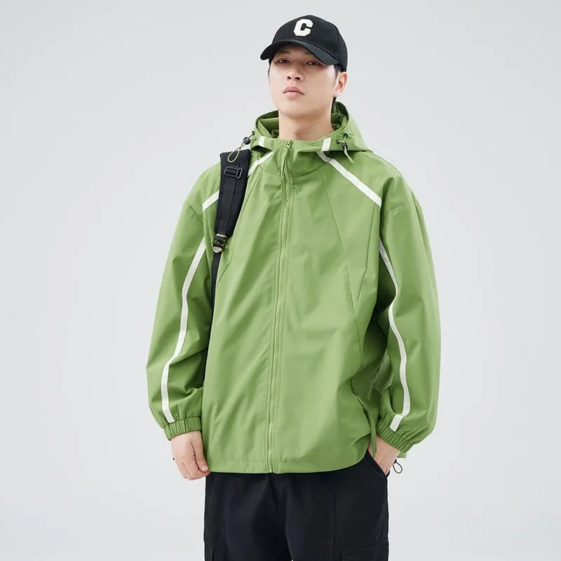 Windproof and Stain-resistant Zip-up Rain Coat for Men