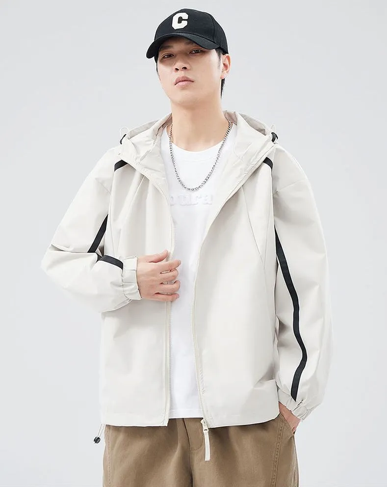 Windproof and Stain-resistant Zip-up Rain Coat for Men