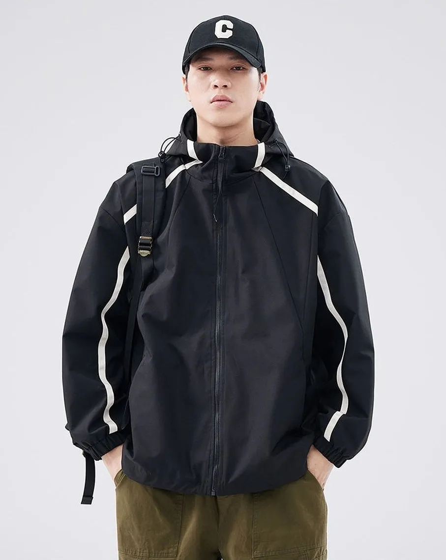 Windproof and Stain-resistant Zip-up Rain Coat for Men