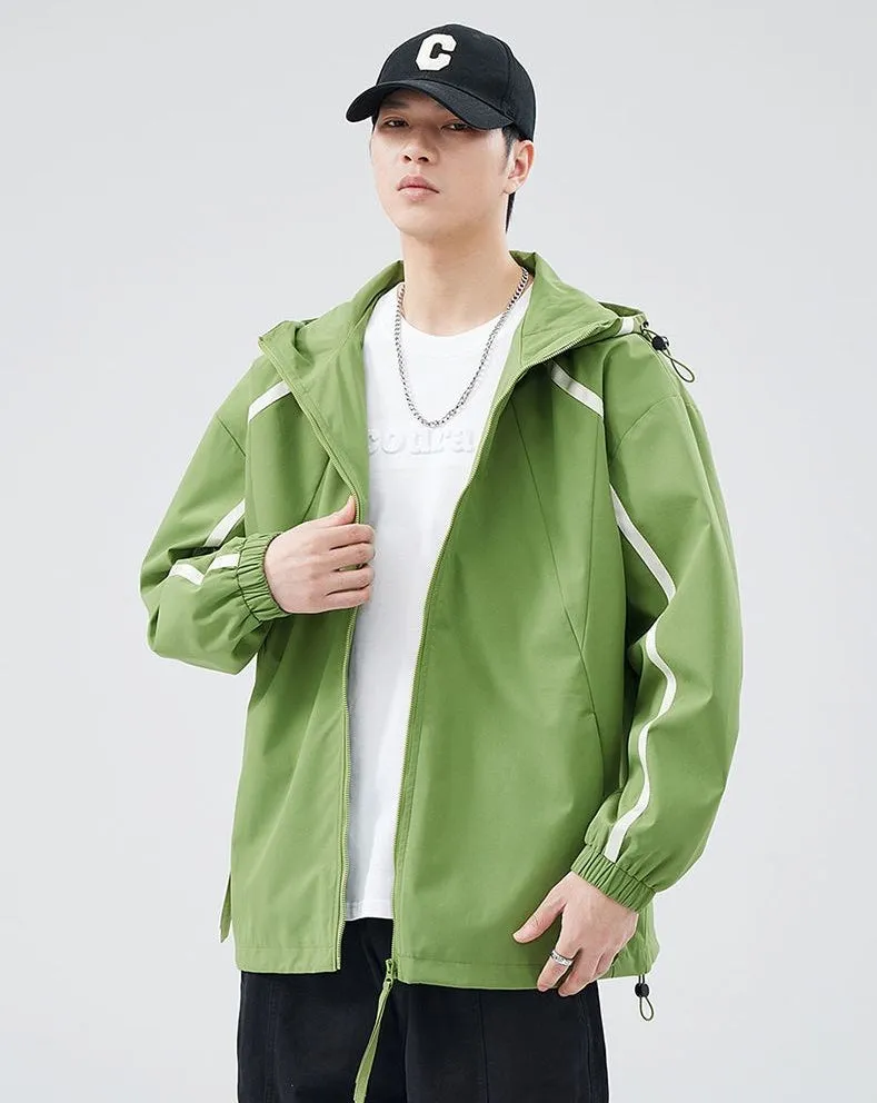 Windproof and Stain-resistant Zip-up Rain Coat for Men