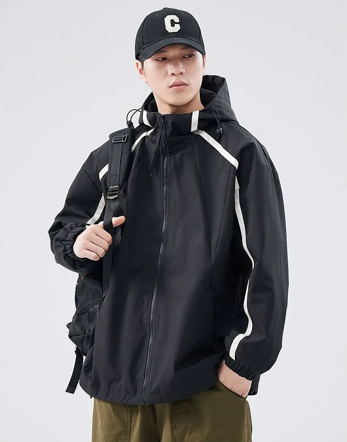 Windproof and Stain-resistant Zip-up Rain Coat for Men