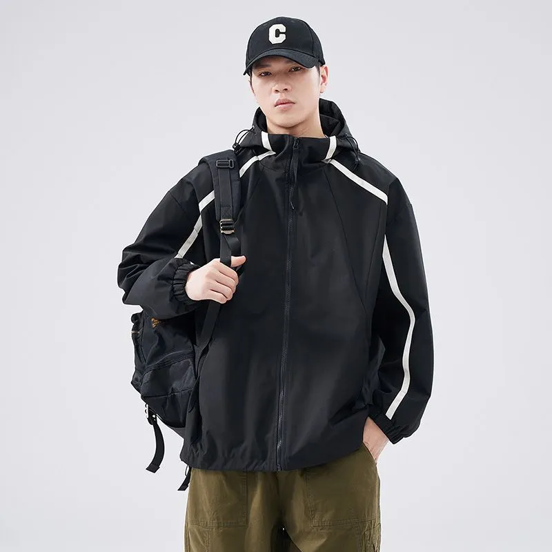 Windproof and Stain-resistant Zip-up Rain Coat for Men