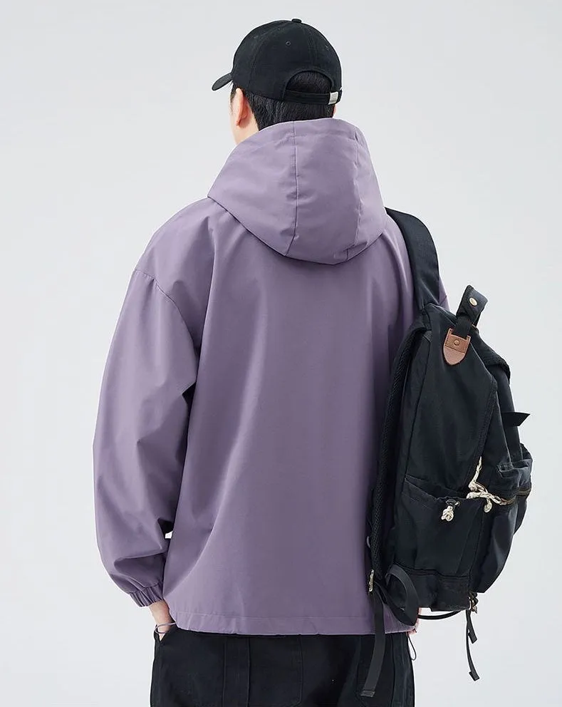 Windproof and Stain-resistant Zip-up Rain Coat for Men