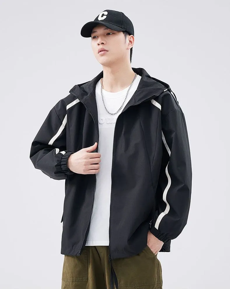 Windproof and Stain-resistant Zip-up Rain Coat for Men