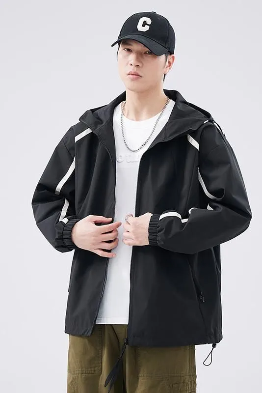 Windproof and Stain-resistant Zip-up Rain Coat for Men