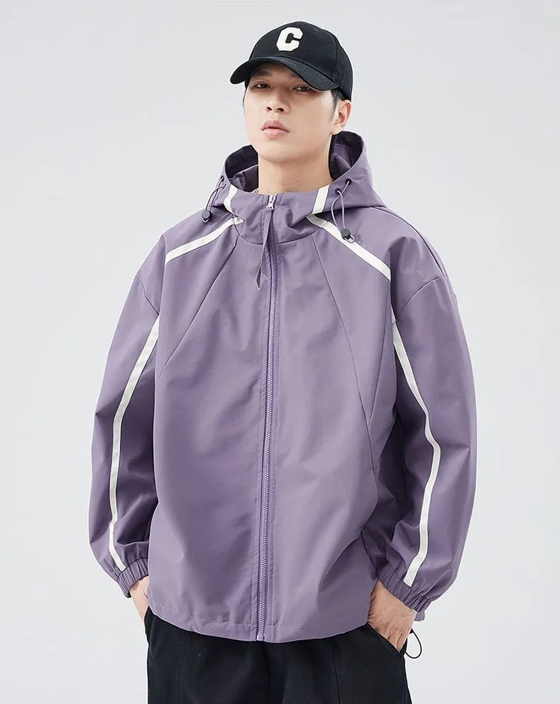 Windproof and Stain-resistant Zip-up Rain Coat for Men