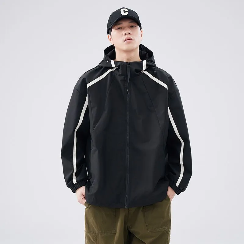 Windproof and Stain-resistant Zip-up Rain Coat for Men