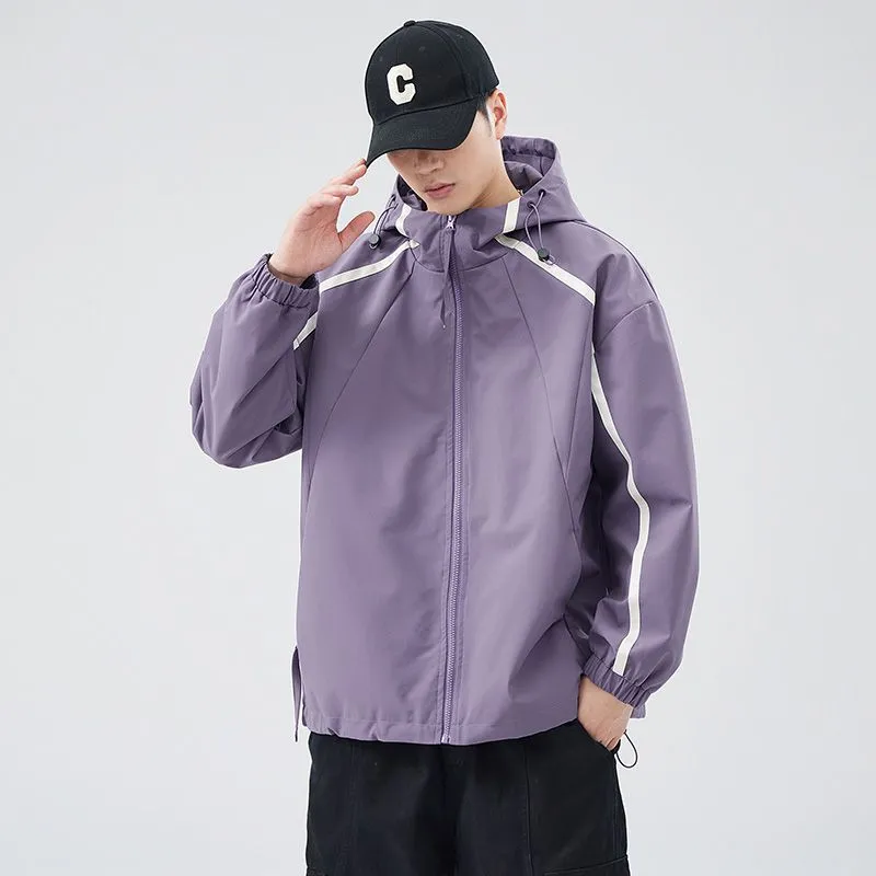 Windproof and Stain-resistant Zip-up Rain Coat for Men
