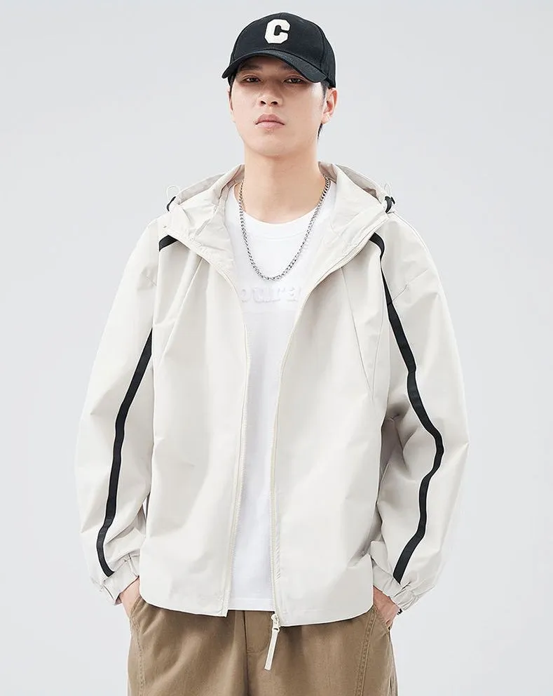 Windproof and Stain-resistant Zip-up Rain Coat for Men