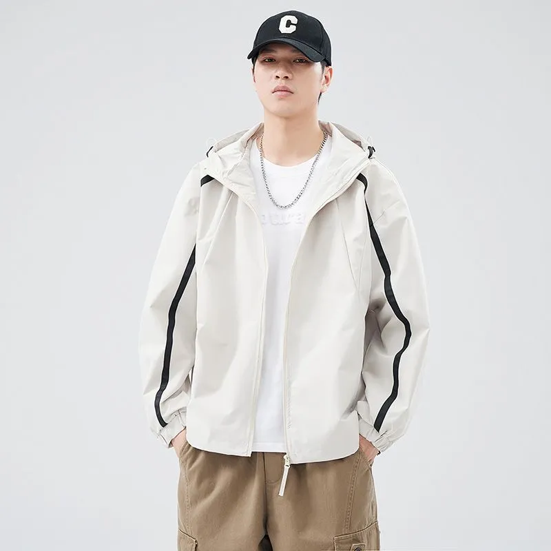 Windproof and Stain-resistant Zip-up Rain Coat for Men