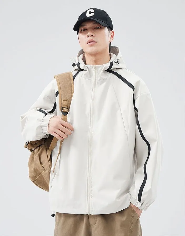 Windproof and Stain-resistant Zip-up Rain Coat for Men