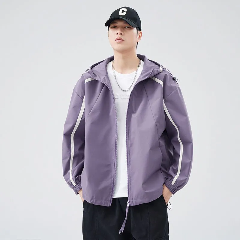 Windproof and Stain-resistant Zip-up Rain Coat for Men