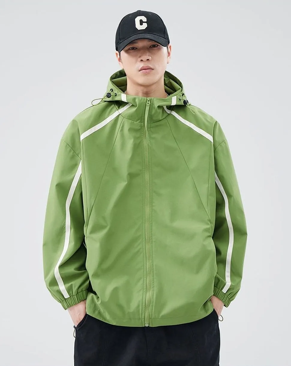 Windproof and Stain-resistant Zip-up Rain Coat for Men