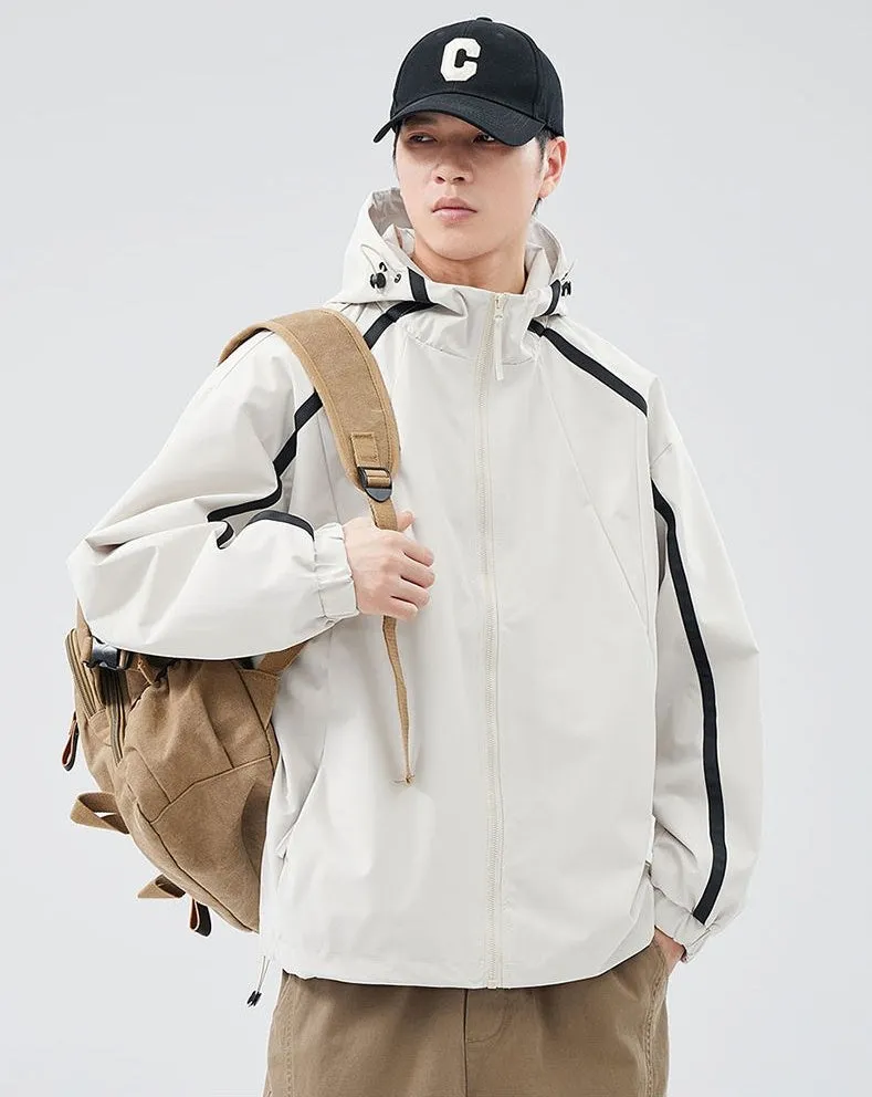 Windproof and Stain-resistant Zip-up Rain Coat for Men