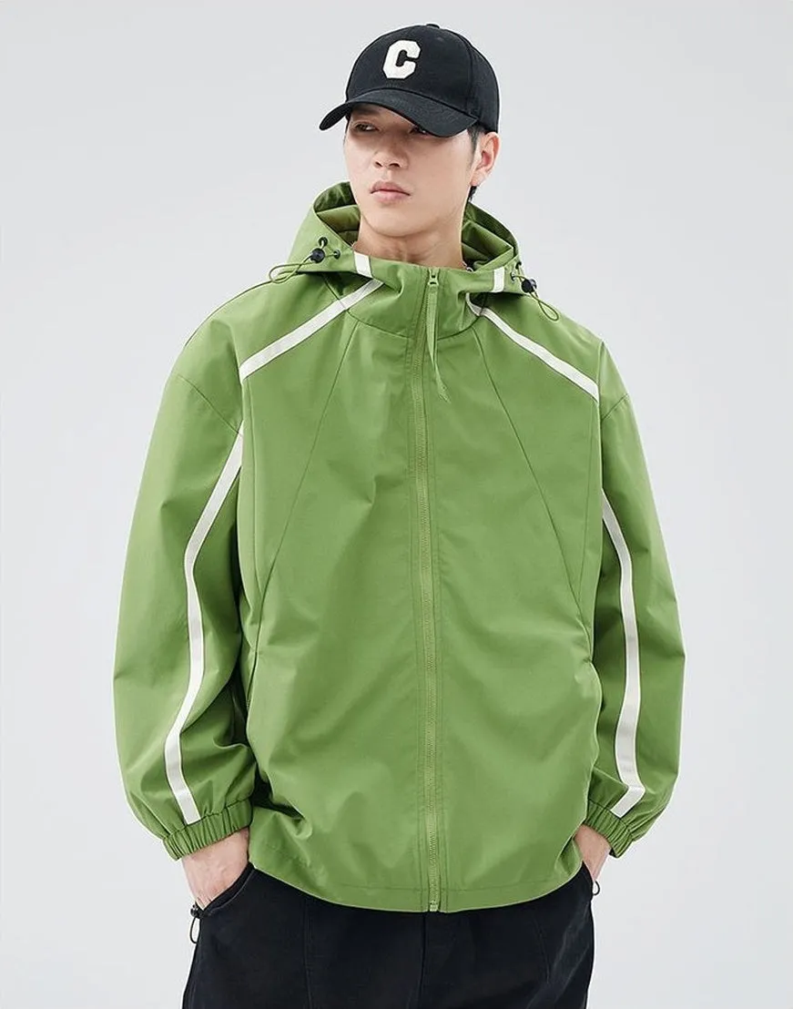 Windproof and Stain-resistant Zip-up Rain Coat for Men