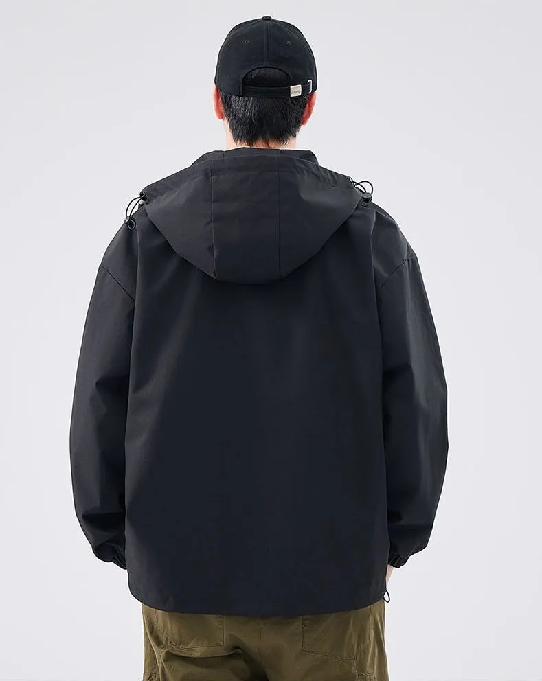 Windproof and Stain-resistant Zip-up Rain Coat for Men