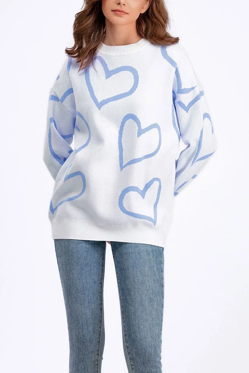 WJ0477 Hearts Pullover Sweater