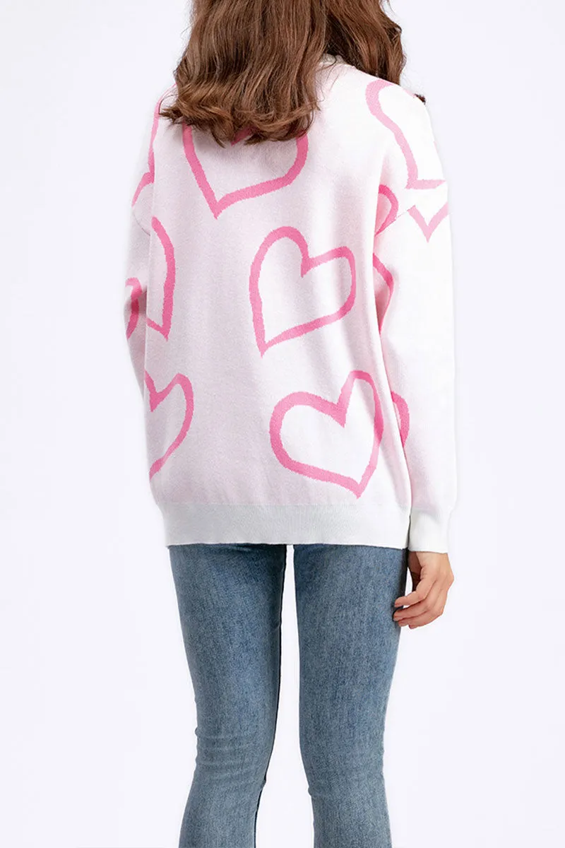 WJ0477 Hearts Pullover Sweater