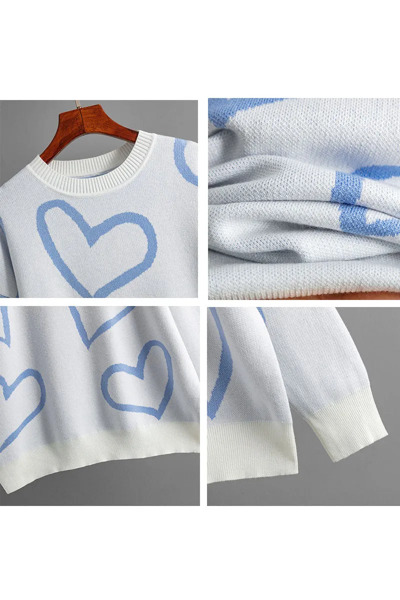 WJ0477 Hearts Pullover Sweater