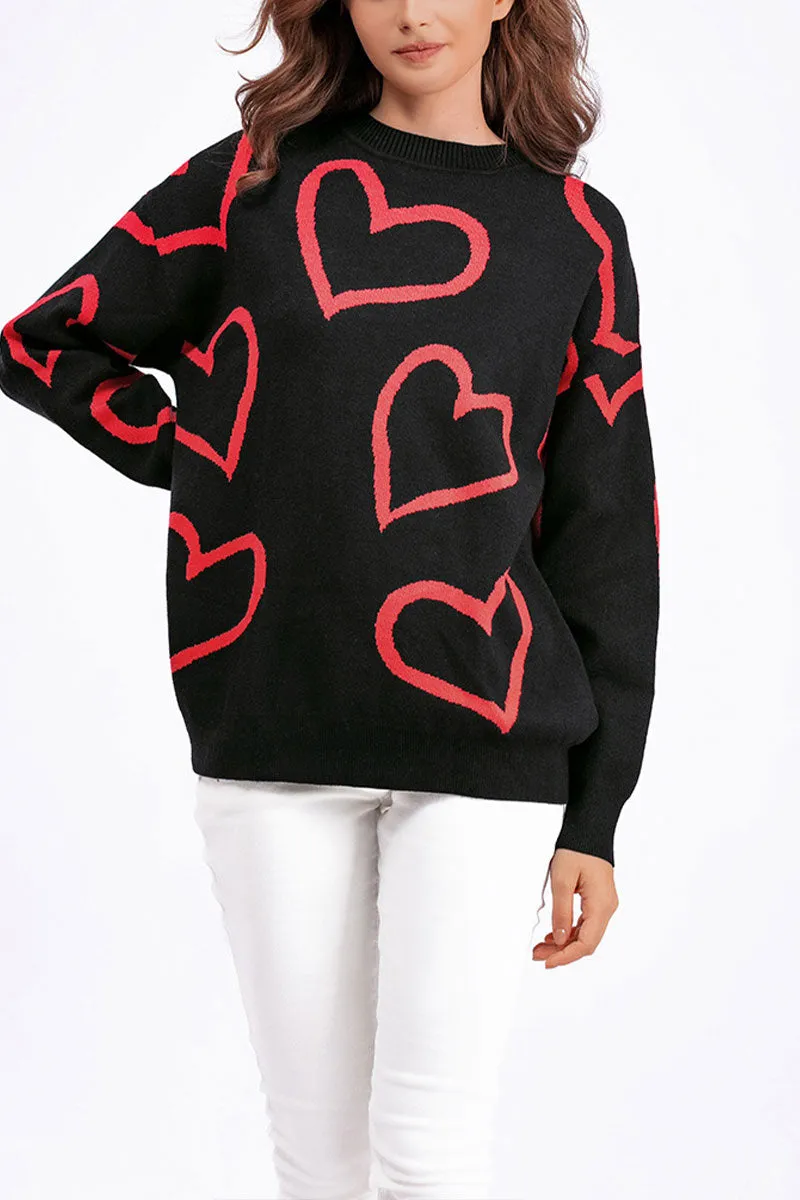 WJ0477 Hearts Pullover Sweater