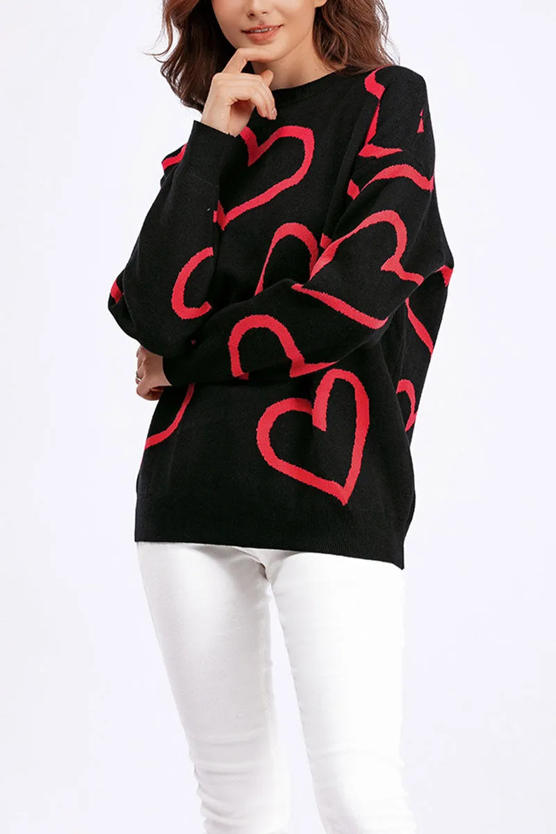 WJ0477 Hearts Pullover Sweater