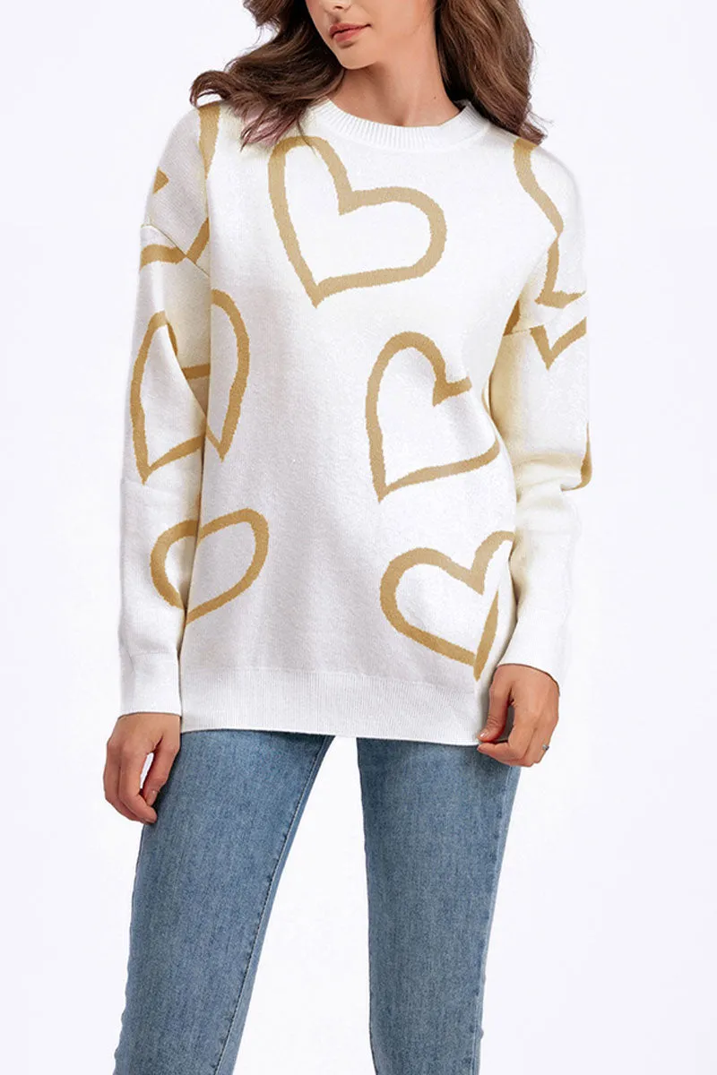 WJ0477 Hearts Pullover Sweater