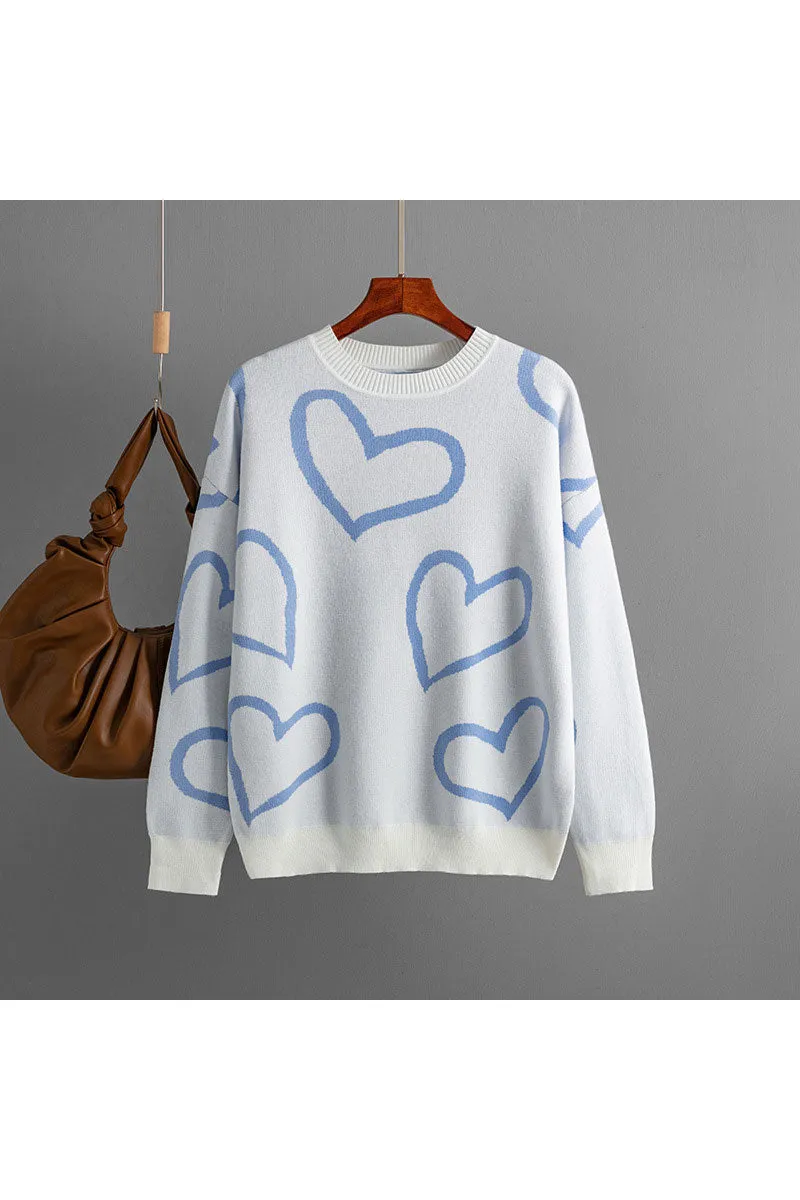WJ0477 Hearts Pullover Sweater