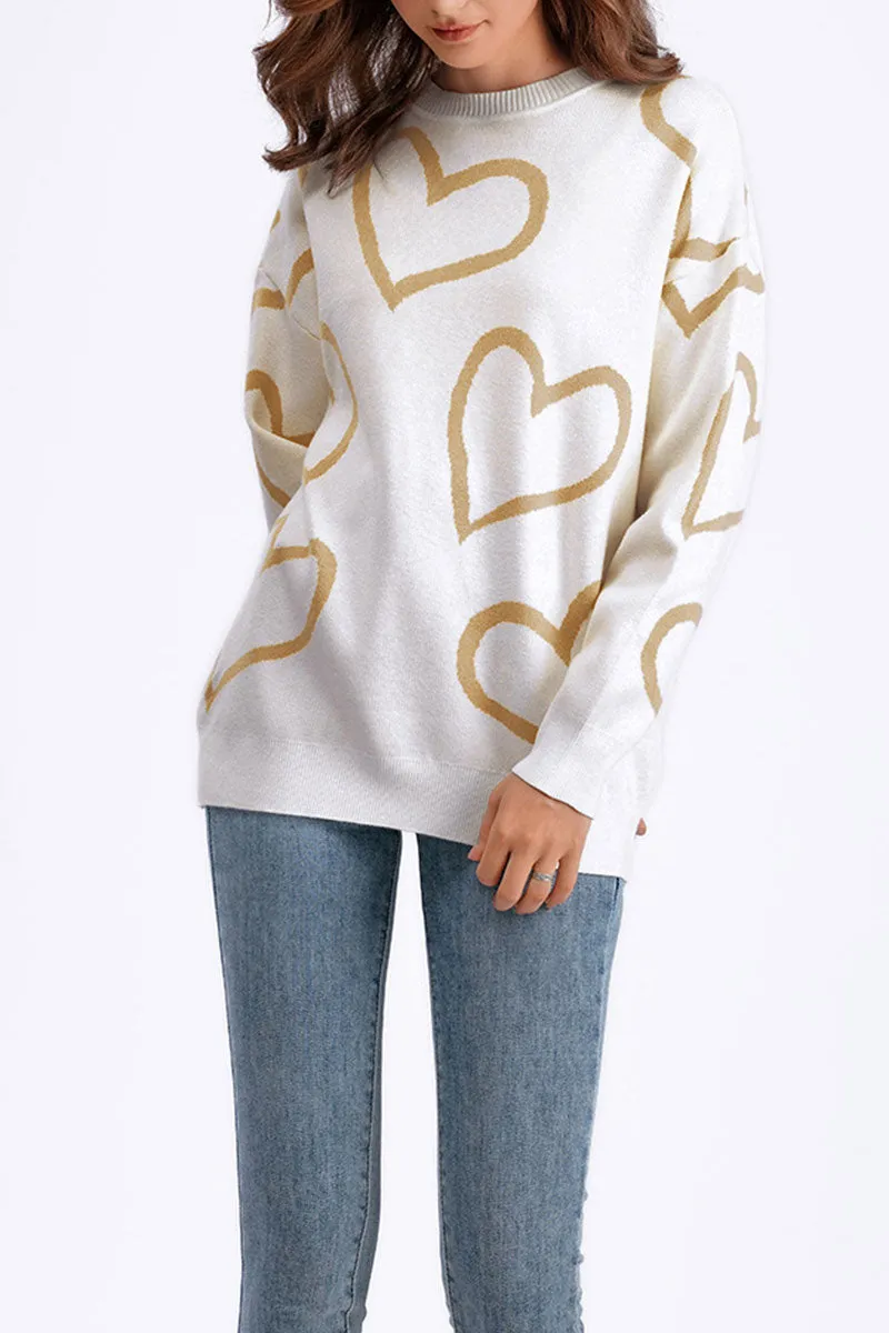WJ0477 Hearts Pullover Sweater