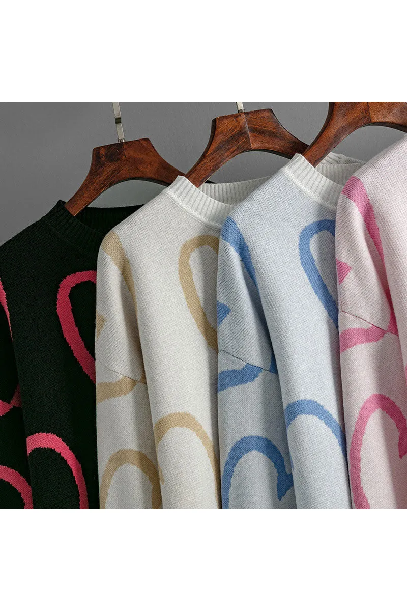 WJ0477 Hearts Pullover Sweater