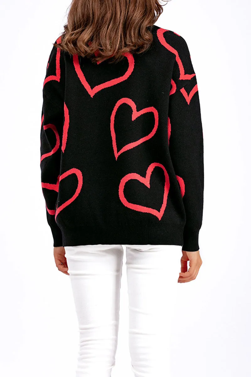 WJ0477 Hearts Pullover Sweater