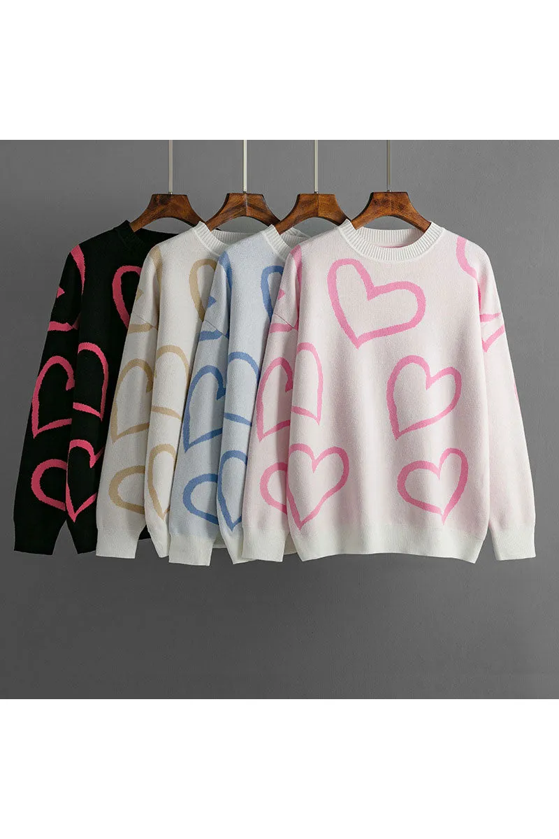 WJ0477 Hearts Pullover Sweater
