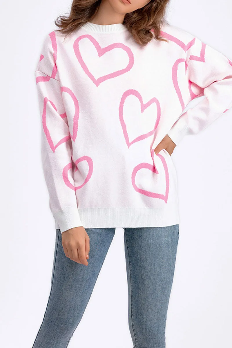 WJ0477 Hearts Pullover Sweater