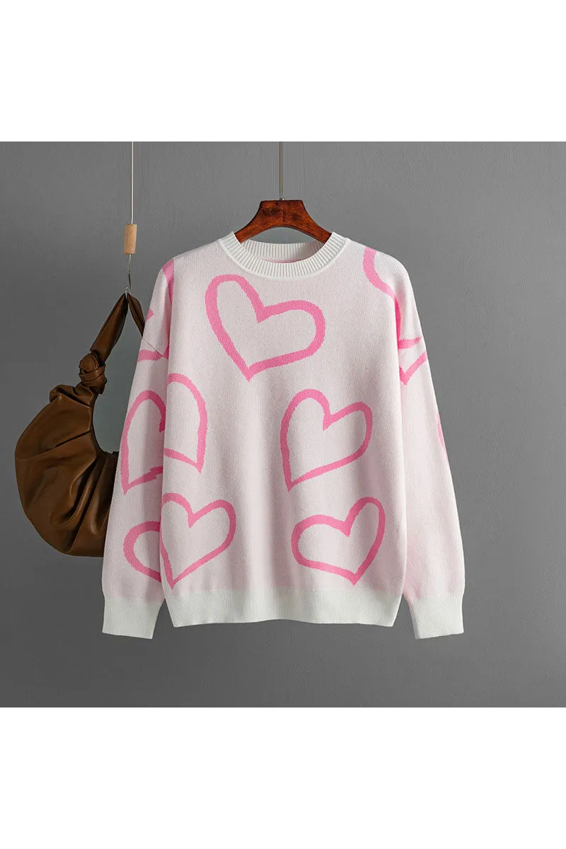 WJ0477 Hearts Pullover Sweater