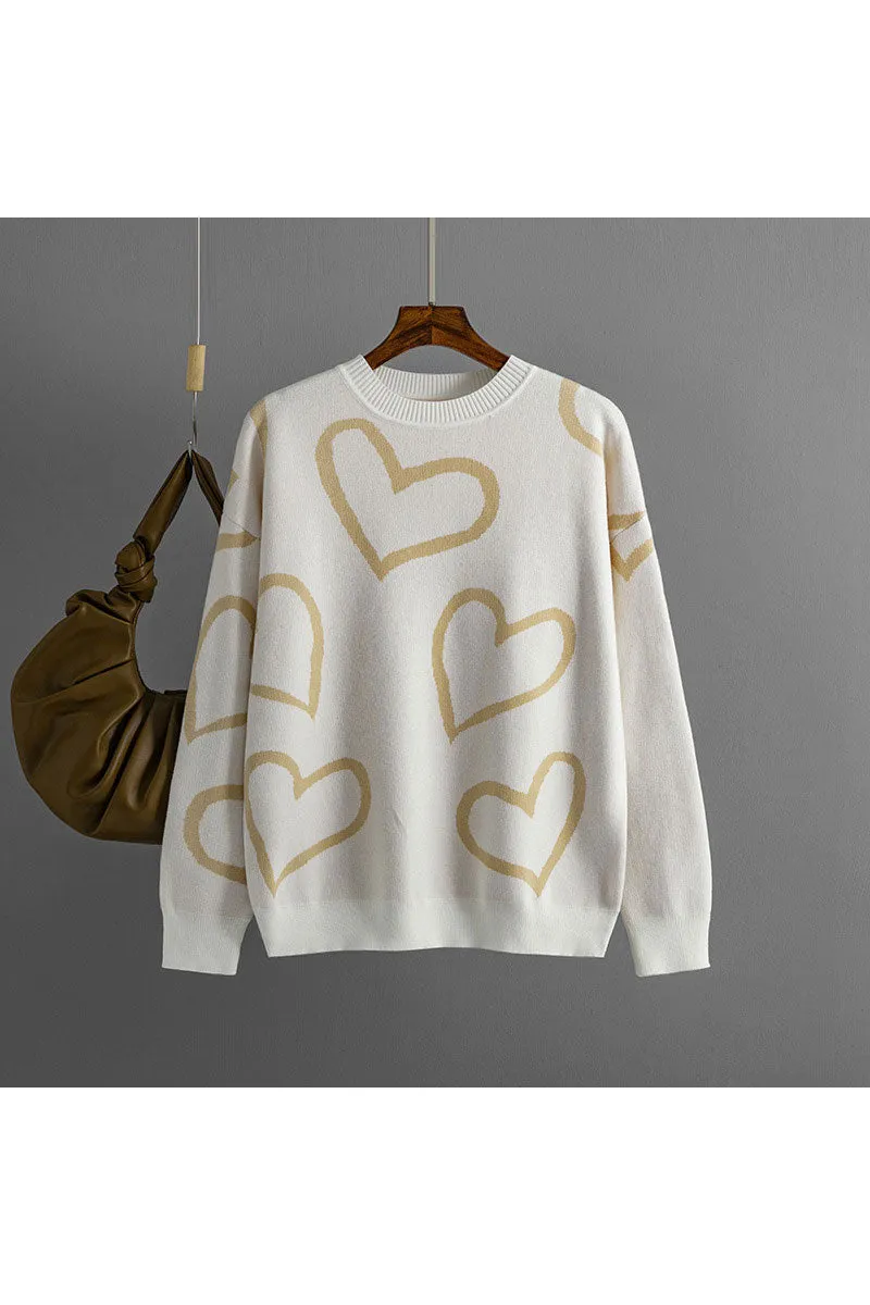 WJ0477 Hearts Pullover Sweater
