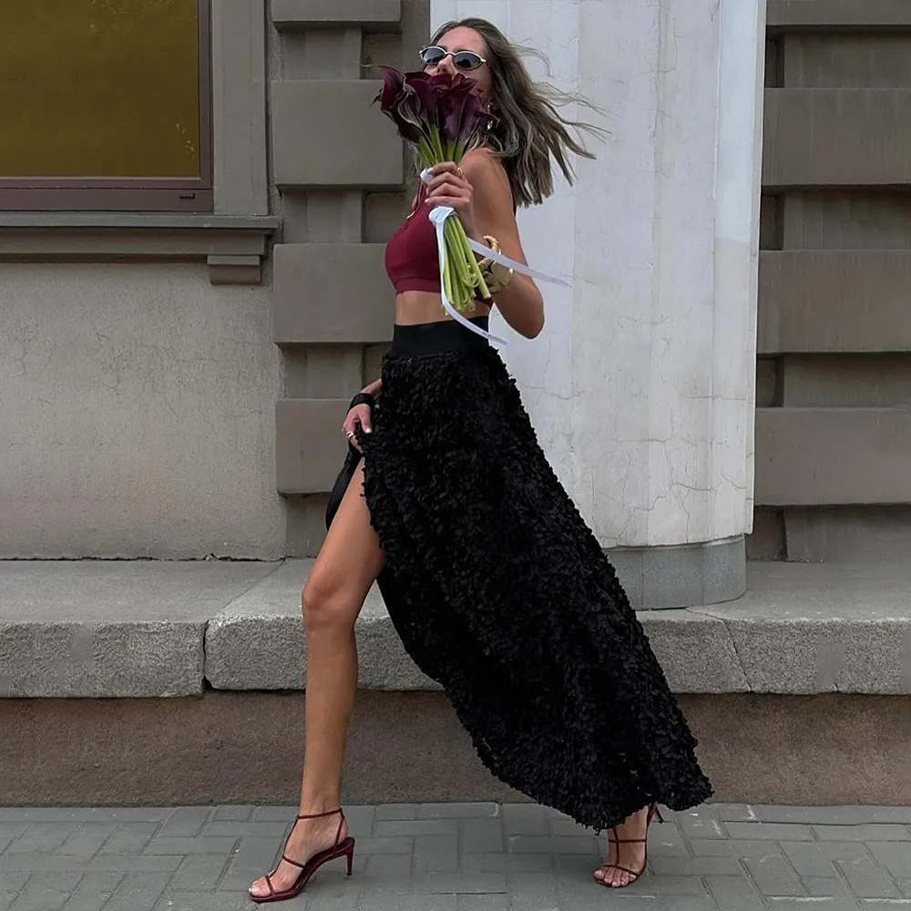 Women Petal Loose High Rise Skirt