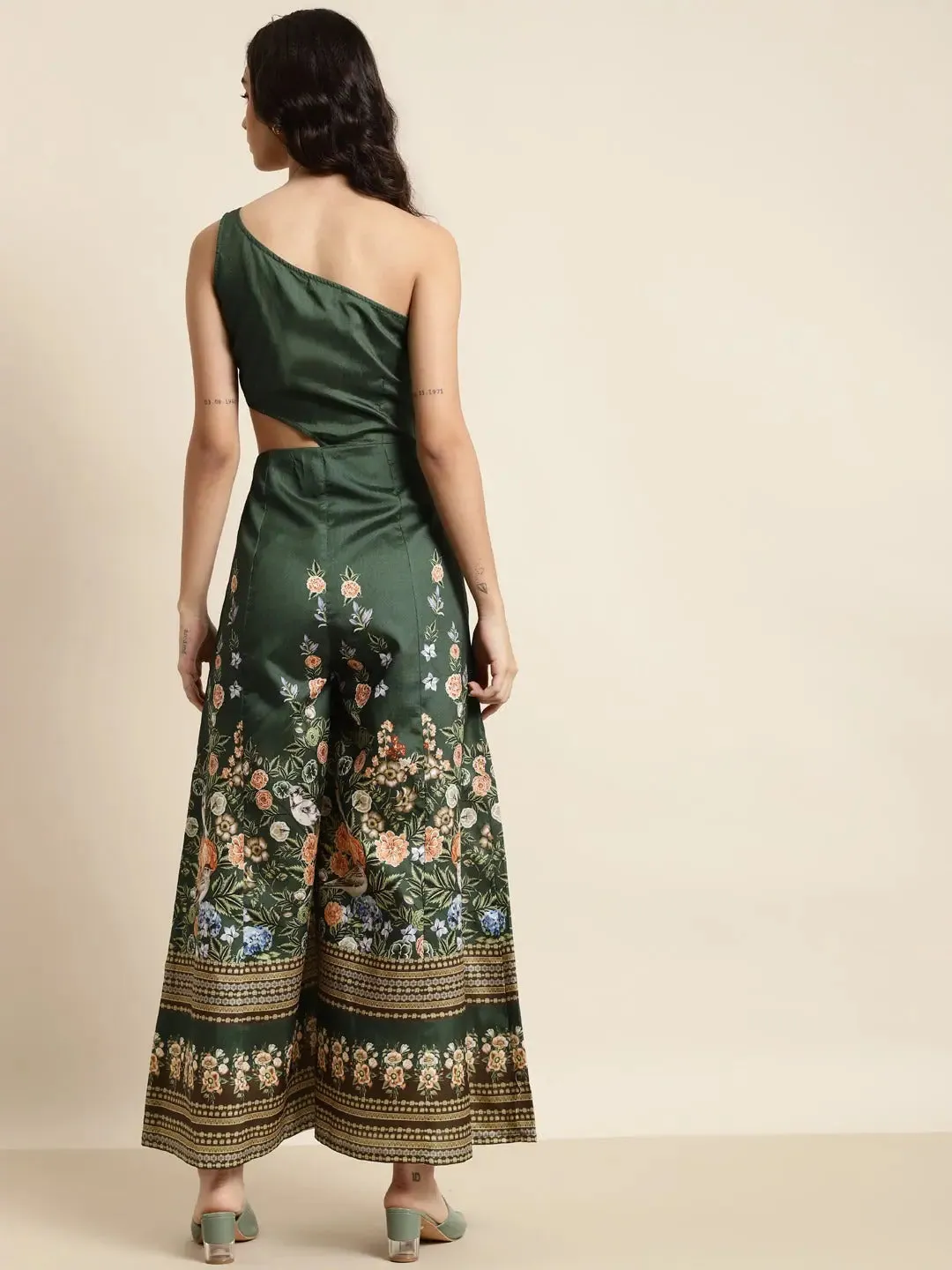 Women Printed Green Jumpsuits & Sets