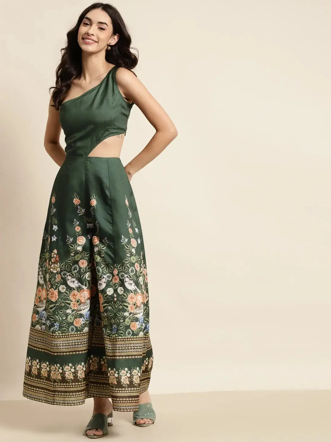 Women Printed Green Jumpsuits & Sets