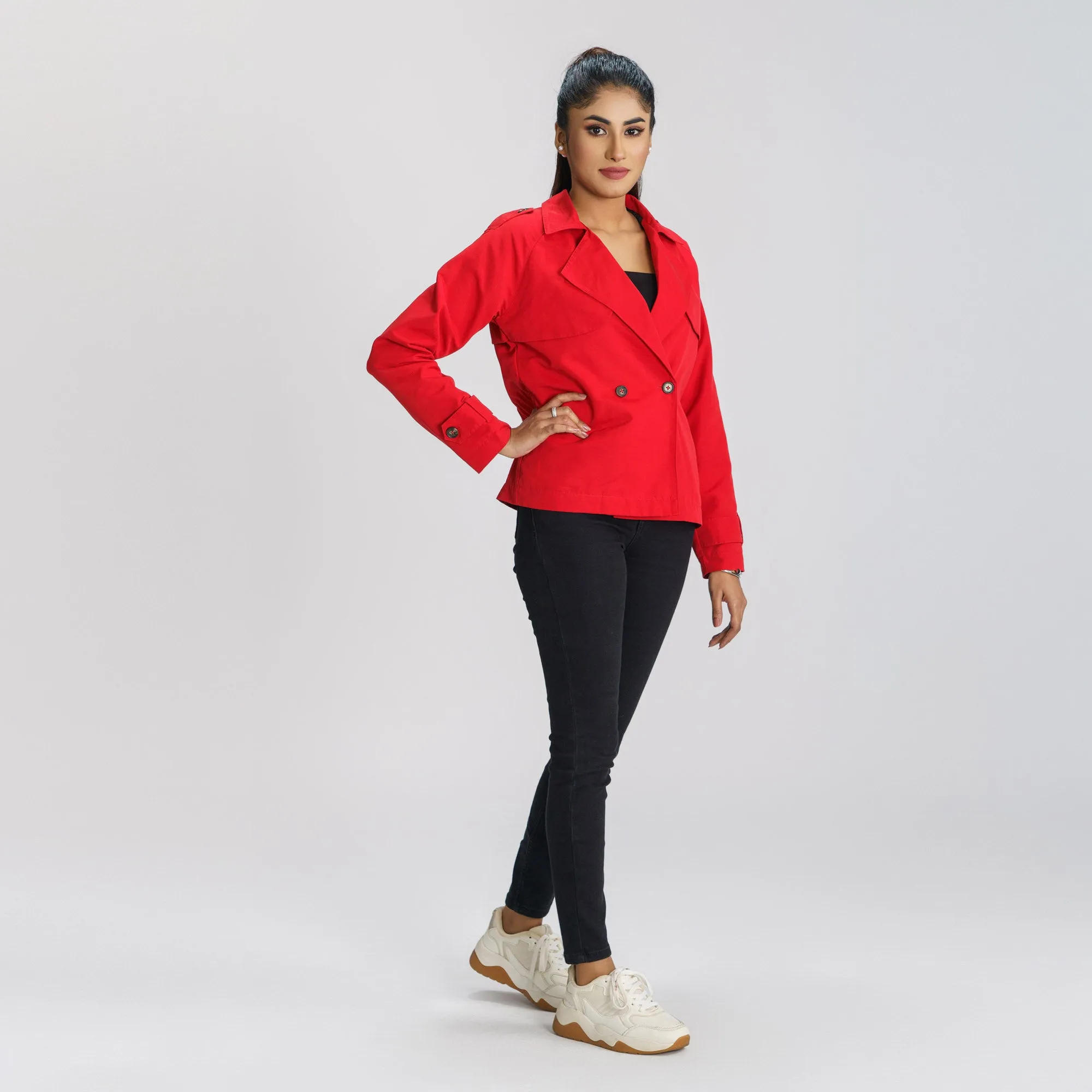 Women Red Trench Coat